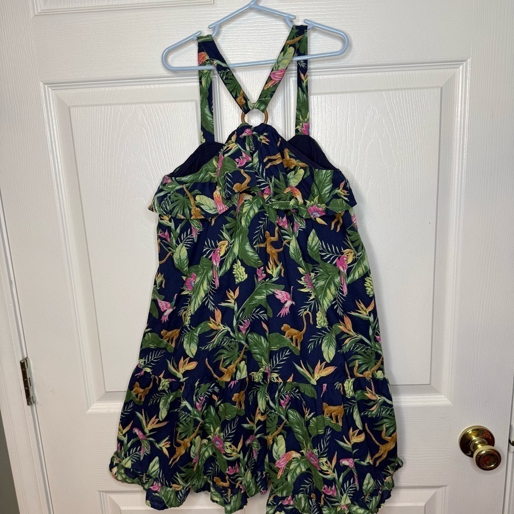 Janie and Jack Tropical Monkey Print Dress with Strappy Back Girls Size 12 GUC